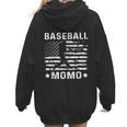 Baseball Momo Mom USA Flag 4th Of July Women Hoodie Back Print
