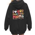 Groovy Retro I Love Hot Baseball Moms With After Game Snacks Women Hoodie Back Print Groovy Retro I Love Hot Baseball Moms With After Game Snacks Women Hoodie Back Print