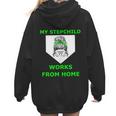 Messy Bun Baseball Mom My Stepchild Works From Home Women Hoodie Back Print