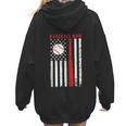 Vintage Baseball Flag Women Baseball Mom Women Hoodie Back Print