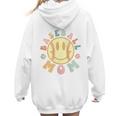 Groovy Retro Floral Happy Smiling Face Baseball Mom Women Hoodie Back Print Groovy Retro Floral Happy Smiling Face Baseball Mom Women Hoodie Back Print
