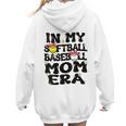 In My Softball Baseball Mom Era Retro Groovy Mom Of Both Women Hoodie Back Print