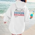 Busy Raising Ballers Retro Groovy Baseball Mom Outfit Women Hoodie Back Print