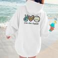 Peace Love Baseball Lover Motif For Women Pink Baseball Mom Women Hoodie Back Print