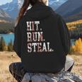 Hit Run Steal Baseball Mom For Women Baseball Women Hoodie Back Print