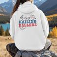 Busy Raising Ballers Retro Groovy Baseball Mom Outfit Women Hoodie Back Print
