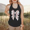 Cute Baseball Coquette Bow For Women Girls Baseball Mama Mom Flowy Tank
