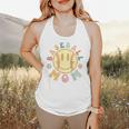 Groovy Retro Floral Happy Smiling Face Baseball Mom Flowy Tank Groovy Retro Floral Happy Smiling Face Baseball Mom Flowy Tank