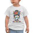 Hello 4th Grade Messy Bun Girls Back To School First Day Graphic Toddler T-Shirt Hello 4th Grade Messy Bun Girls Back To School First Day Graphic Toddler T-Shirt