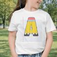 Cute Yellow School Pencil Alphabet Letter A Back To School Graphic Toddler T-Shirt