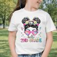 Hello 2nd Grade Messy Bun Back To School First Day Girl Kids Graphic Toddler T-Shirt