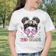 Hello 2nd Grade Messy Bun Girl Back To School First Day Graphic Toddler T-Shirt