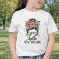 Hello 4th Grade Messy Bun Girls Back To School First Day Graphic Toddler T-Shirt Hello 4th Grade Messy Bun Girls Back To School First Day Graphic Toddler T-Shirt
