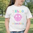Hello Preschool Groovy Back To School Pre-K Team Girls Kids Graphic Toddler T-Shirt
