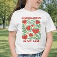 Kindergarten Is My Jam Boho Floral Strawberry Back To School Graphic Toddler T-Shirt
