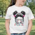 Little Miss Pre-K Girls Back To School Messy Bun Performance Graphic Toddler T-Shirt