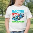 Racing Into Kindergarten Race Car Driver Back To School Performance Graphic Toddler T-Shirt