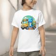 Dinosaur Kids Riding a Bus Back To School Ready To Crush Graphic Toddler T-Shirt