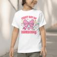 First Day Of Homeschool Coquette Back To School Girls Graphic Toddler T-Shirt First Day Of Homeschool Coquette Back To School Girls Graphic Toddler T-Shirt