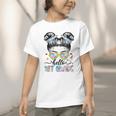 Hello 1st Grade Messy Bun Girl Back To School First Day Graphic Toddler T-Shirt