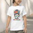 Hello 4th Grade Messy Bun Girls Back To School First Day Graphic Toddler T-Shirt Hello 4th Grade Messy Bun Girls Back To School First Day Graphic Toddler T-Shirt