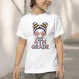 Hello 4th Grade Messy Bun Hair Back To School Girls Graphic Toddler T-Shirt