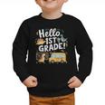 Cute Hello 1st Grade Dinosaur School Back To School Dino Bus Graphic Toddler Sweatshirt
