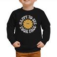 Happy Face Daisy Flower Retro Back To School Cute Graphic Graphic Toddler Sweatshirt