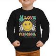 Peace Love Preschool Smile Face Back To School PRESCHOOL Graphic Toddler Sweatshirt
