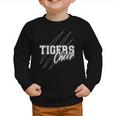 Tigers Cheer Back To School Cheerleading Team Spirit Graphic Toddler Sweatshirt Tigers Cheer Back To School Cheerleading Team Spirit Graphic Toddler Sweatshirt