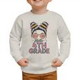 Hello 4th Grade Messy Bun Hair Back To School Girls Graphic Toddler Sweatshirt