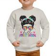 Hello First Grade Shirt Messy Bun Tie Dye Back To School Graphic Toddler Sweatshirt Hello First Grade Shirt Messy Bun Tie Dye Back To School Graphic Toddler Sweatshirt