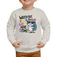 Watch Out Kindergarten Here I Come Cute Cat Back To School Graphic Toddler Sweatshirt Watch Out Kindergarten Here I Come Cute Cat Back To School Graphic Toddler Sweatshirt