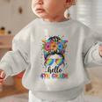 Hello 4th Grade Messy Bun Girls Back To School First Day Graphic Toddler Sweatshirt Hello 4th Grade Messy Bun Girls Back To School First Day Graphic Toddler Sweatshirt