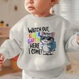 Watch Out Kindergarten Here I Come Cute Cat Back To School Graphic Toddler Sweatshirt Watch Out Kindergarten Here I Come Cute Cat Back To School Graphic Toddler Sweatshirt