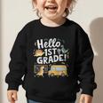 Cute Hello 1st Grade Dinosaur School Back To School Dino Bus Graphic Toddler Sweatshirt