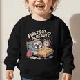 First Day Already Sloth Alarm Clock Back To School Graphic Toddler Sweatshirt First Day Already Sloth Alarm Clock Back To School Graphic Toddler Sweatshirt