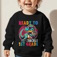 First Day Back To School 1st Grade Boys Football Dinosaur Graphic Toddler Sweatshirt