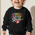 First Grade Rocks Colorful Back To School Guitar Graphic Toddler Sweatshirt First Grade Rocks Colorful Back To School Guitar Graphic Toddler Sweatshirt