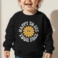 Happy Face Daisy Flower Retro Back To School Cute Graphic Graphic Toddler Sweatshirt