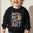 Just a Girl Who Loves Art Cute Back To School Kids Girls Graphic Toddler Sweatshirt Just a Girl Who Loves Art Cute Back To School Kids Girls Graphic Toddler Sweatshirt
