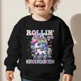 Kindergarten Back To School First Day Girls Rollin Unicorn Graphic Toddler Sweatshirt Kindergarten Back To School First Day Girls Rollin Unicorn Graphic Toddler Sweatshirt