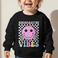 Kindergarten Vibes Groovy Back To School Kinder Girls Kids Graphic Toddler Sweatshirt Kindergarten Vibes Groovy Back To School Kinder Girls Kids Graphic Toddler Sweatshirt