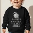 Lights Camera Teach Smile Disco-Ball Back To School Outfit Graphic Toddler Sweatshirt Lights Camera Teach Smile Disco-Ball Back To School Outfit Graphic Toddler Sweatshirt