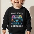 Middle School Level Unlocked Gamer First Day Back To School Graphic Toddler Sweatshirt Middle School Level Unlocked Gamer First Day Back To School Graphic Toddler Sweatshirt