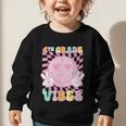 Pink 4th Grade Vibes Smile Face Back To School Fourth Grade Graphic Toddler Sweatshirt