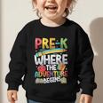 Pre-K Where The Adventure Begins First Day & Back To School Graphic Toddler Sweatshirt Pre-K Where The Adventure Begins First Day & Back To School Graphic Toddler Sweatshirt