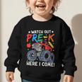 Watch Out Pre-K Here I Come Monster Truck Back To School Graphic Toddler Sweatshirt