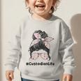 Custodian Life Messy Bun Hair Glasses Leopard Back To School Graphic Toddler Sweatshirt