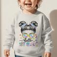 Hello 1st Grade Messy Bun Girl Back To School First Day Graphic Toddler Sweatshirt